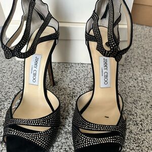 Jimmy Choo Black Crystal Embellished Heels